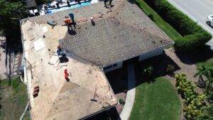 Florida tile roof showing underlayment beneath tiles