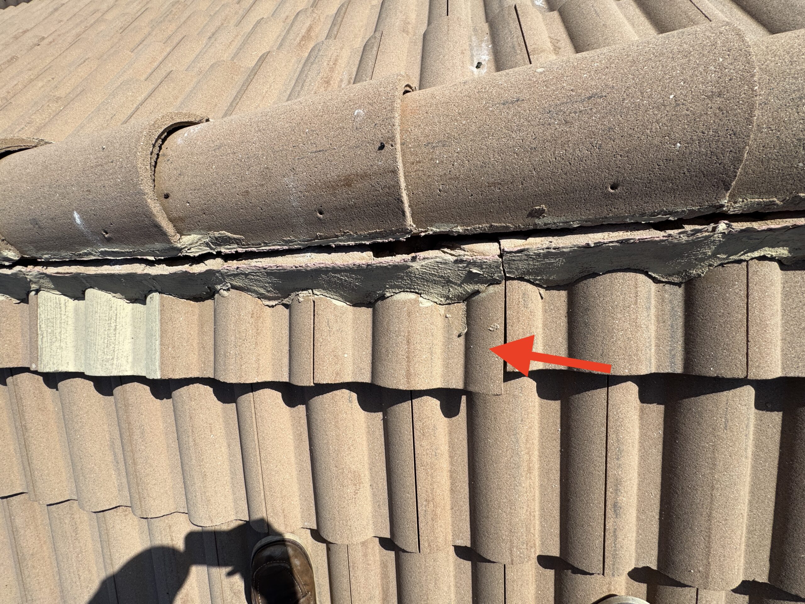 Damaged Ridge on Tile Roof in Cape Coral Fl